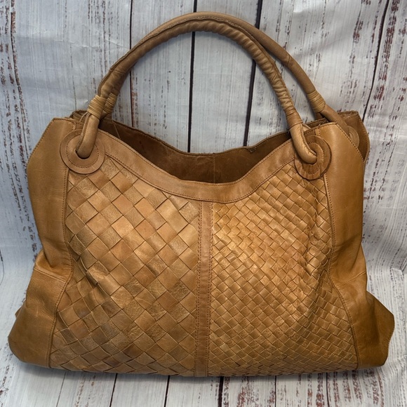 Chocolat Blu Tan Woven Leather Hobo Bag - Picture 6 of 17